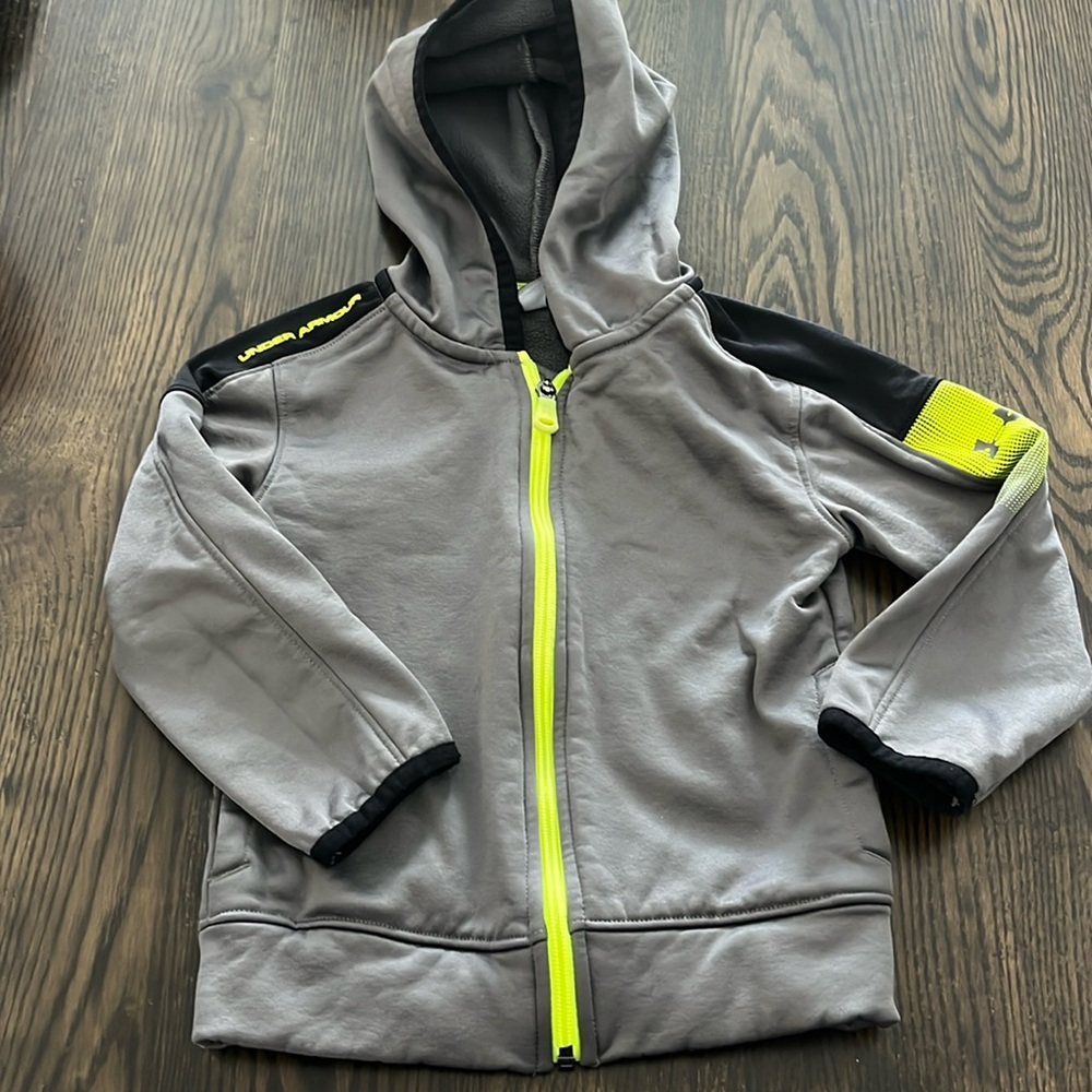 Under Armour Boys Size 3T Gray with Lime Green and Black Sweatshirt